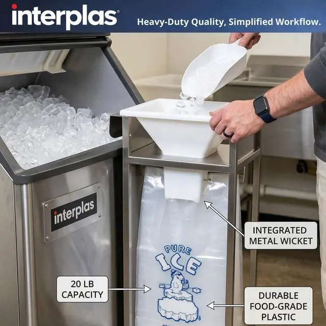 Alt view image 5 of 6 - Ice Bags 20 lb Pack of 500 on Wire Wicket with Twist Ties Heavy Duty Bulk Ice Bags for Ice Machine Perfect for Gas Stations, Restaurants & Convenience Stores by