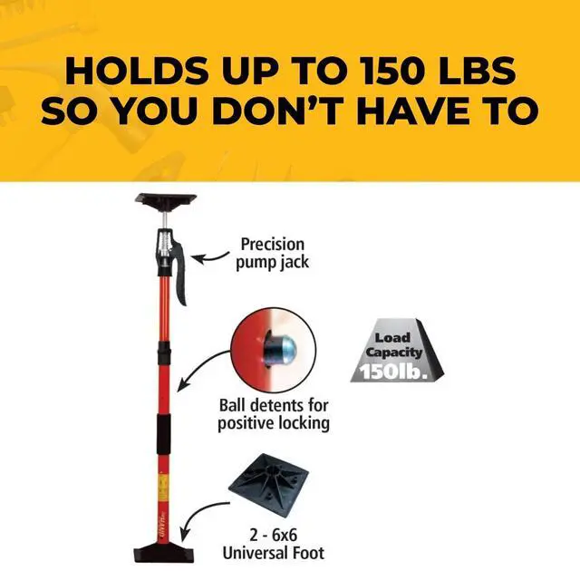 Alt view image 4 of 6 - 3-HUPPERHAND Upper 3rd Hand Support Poles System 2-Pack Kit | Adjusts 2860, Supports Cabinets During Install, 3-HUPPERHAND