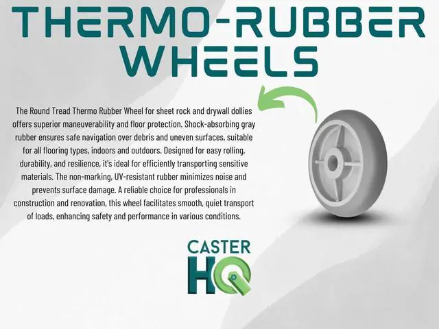 Alt view image 4 of 5 - 8"x2" Swivel Casters-2800lbs Set for Drywall/Sheetrock Carts & Dollies, Durable TPR Wheels, Secure Maneuverability | Made in USA