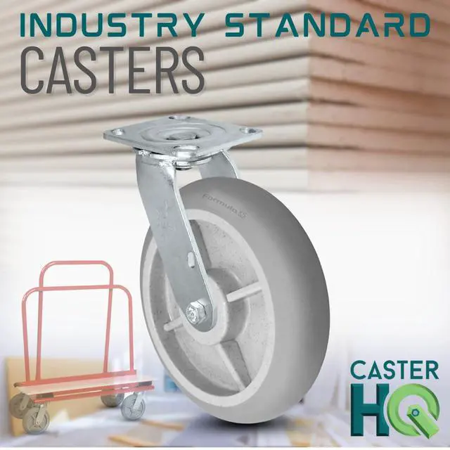 Alt view image 5 of 5 - 8"x2" Swivel Casters-2800lbs Set for Drywall/Sheetrock Carts & Dollies, Durable TPR Wheels, Secure Maneuverability | Made in USA
