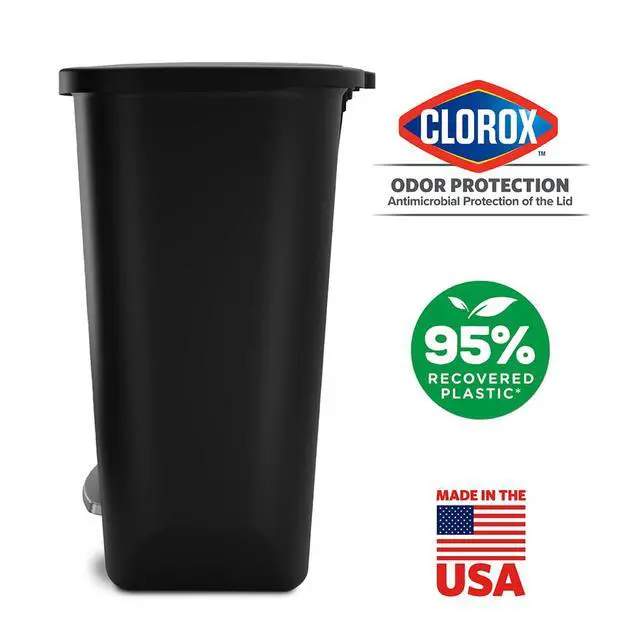 Alt view image 3 of 6 - 3 Pack 20 Gal Trash Can - Plastic Kitchen Waste Bin with Odor Protection of Lid - Hands Free with Step On Foot Pedal and Garbage Bag Rings, Black