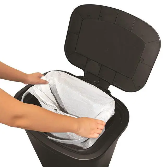 Alt view image 6 of 6 - 3 Pack 20 Gal Trash Can - Plastic Kitchen Waste Bin with Odor Protection of Lid - Hands Free with Step On Foot Pedal and Garbage Bag Rings, Black