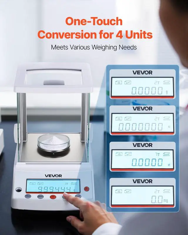 Alt view image 3 of 6 - Analytical Balance, 220 g x 0.1 mg, 0.0001 g High Precision Accuracy Lab Scale, g/oz/ct/mg 4 Units Electronic Digital Analytical Balance with Glass Draft Shield, for Laboratory Jewelry Pharmacy