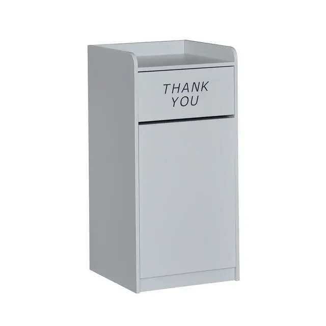 Alt view image 2 of 6 - Sean Laminate Wood Tray-Top Trash Receptacle in Gray