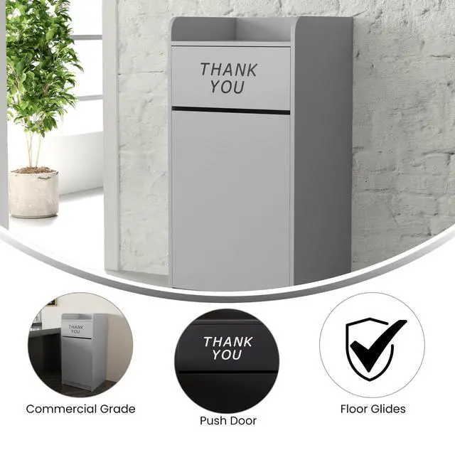 Alt view image 4 of 6 - Sean Laminate Wood Tray-Top Trash Receptacle in Gray