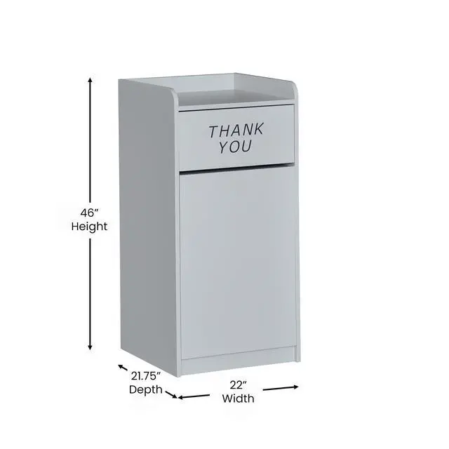 Alt view image 5 of 6 - Sean Laminate Wood Tray-Top Trash Receptacle in Gray