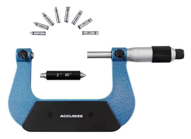 Alt view image 2 of 6 - Screw Thread Micrometer, 2-3", S916-C752 | 4 Anvil Sets: 24-14, 13-9, 8-5, 4.5-3.5 TPI, 0.001" Resolution, ±0.00016" Accuracy