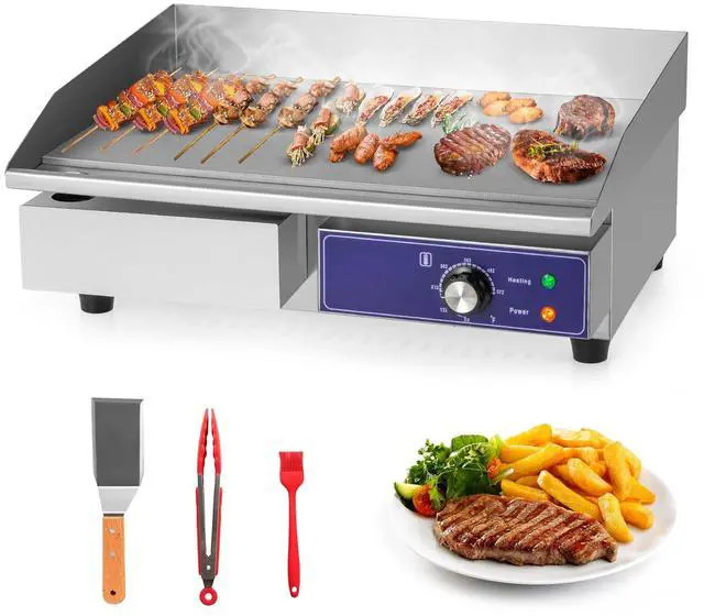 Main image of Commercial Electric Griddle 22" - 110V 2000W Countertop Griddle with Cast Iron Griddle Plate & Stainless Steel Frame, Restaurant Teppanyaki Flat Top Grill, Adjustable Temp Control 122-572