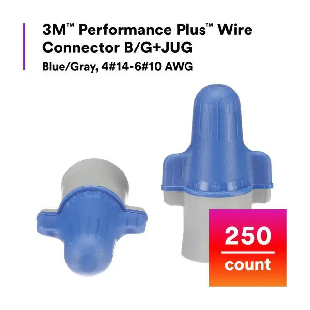 Alt view image 2 of 6 - Performance Plus Wire Connector, B/G+JUG, Blue/Gray, Flexible Steel Spring Connectors, Copper, CSA Certified, UL Listed, Jug of 250, 14-6 AWG