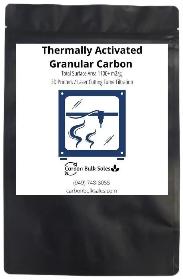 Main image of Activated Carbon for 3D Printers, Thermaly Activated, Low-Dust GAC Charcoal for Laser Engraver, Carbon for Filter Refill (20 Pounds)