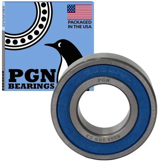 Main image of PGN (100 Pack) 6003-2RS Bearing - Lubricated Chrome Steel Sealed Ball Bearing - 17x35x10mm Bearings with Rubber Seal & High RPM Support