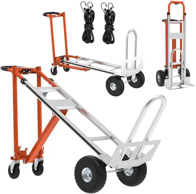 Main image of Aluminum 3 in 1 Convertible Hand Truck-Orange Dolly for Moving, 800Lbs Capacity, Heavy Duty Folding Hand Truck Dolly Cart with Wheels,Handtruck for Logistics, Shopping, Home, Office Moving