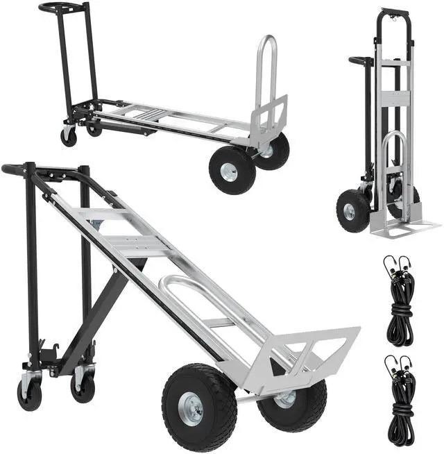 Main image of Aluminum Convertible Hand Truck, 800lbs 3 in 1 Black Folding Dolly Cart Lightweight Frame,Heavy Duty Industrial Platform Cart Handtruck for Construction, Logistics, Shopping, Home, Office Moving