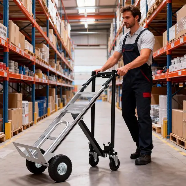 Alt view image 5 of 6 - Aluminum Convertible Hand Truck, 800lbs 3 in 1 Black Folding Dolly Cart Lightweight Frame,Heavy Duty Industrial Platform Cart Handtruck for Construction, Logistics, Shopping, Home, Office Moving
