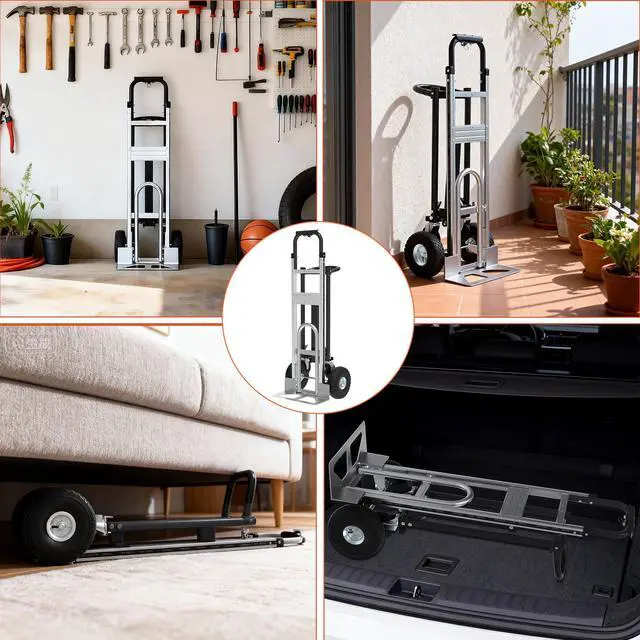 Alt view image 6 of 6 - Aluminum Convertible Hand Truck, 800lbs 3 in 1 Black Folding Dolly Cart Lightweight Frame,Heavy Duty Industrial Platform Cart Handtruck for Construction, Logistics, Shopping, Home, Office Moving
