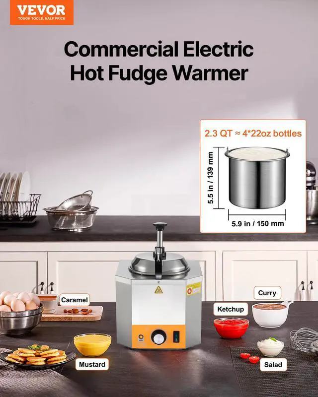 Alt view image 2 of 6 - Electric Cheese Dispenser with Pump, 2.4L Commercial Hot Fudge Warmer, Stainless Steel Heated Pump Dispenser, 86-230 Temp Adjustable Nacho Cheese Sauce Warmer, for Hot Fudge Cheese Caramel