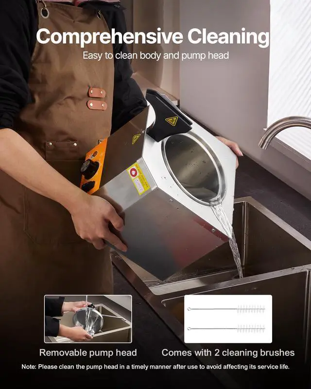 Alt view image 6 of 6 - Electric Cheese Dispenser with Pump, 2.4L Commercial Hot Fudge Warmer, Stainless Steel Heated Pump Dispenser, 86-230 Temp Adjustable Nacho Cheese Sauce Warmer, for Hot Fudge Cheese Caramel