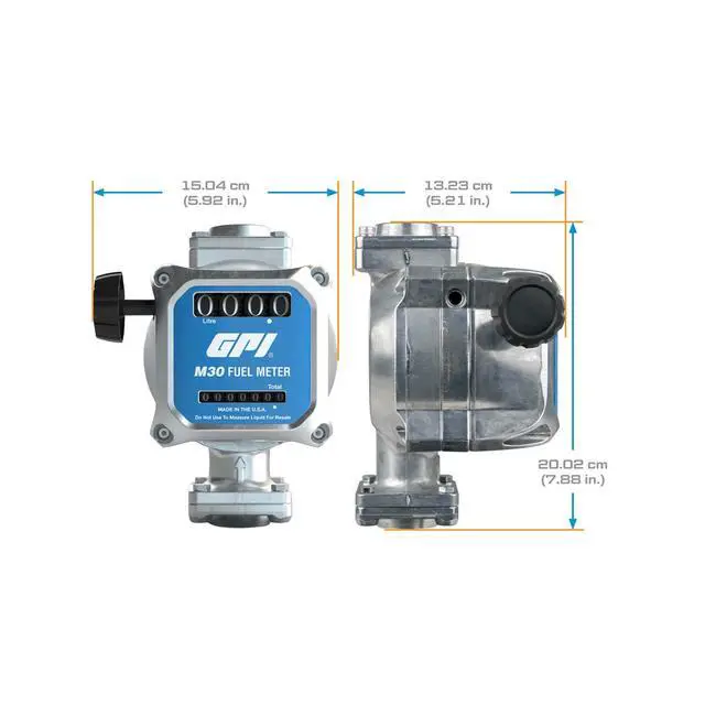 Alt view image 5 of 6 - M30 Modular Mechanical Fuel Meter in litres, 19 to 114 Litre/min, 3/4" NPT Inlet/Outlet (165100-04)