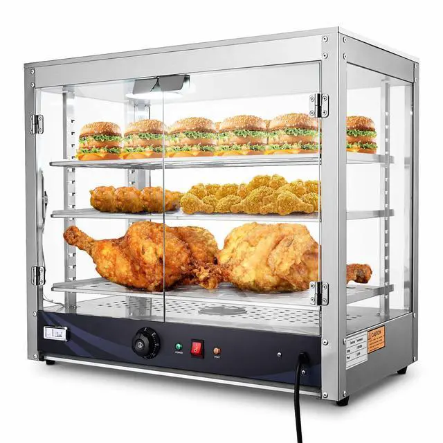 Main image of 27'' 3-Tier Commercial Food Warmer 800W Large Capacity Catering Display Case for Food Truck Food Tent Fast Food Restaurant