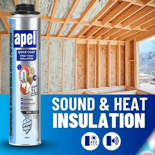 Alt view image 3 of 6 - Spray Foam Insulation Kit (6 x 32.80 oz./120 Bd ft) Heat and Acoustic Insulation, Self Expanding Polyurethane Foam, Application Gun and Cleaner Included - 6 Pack