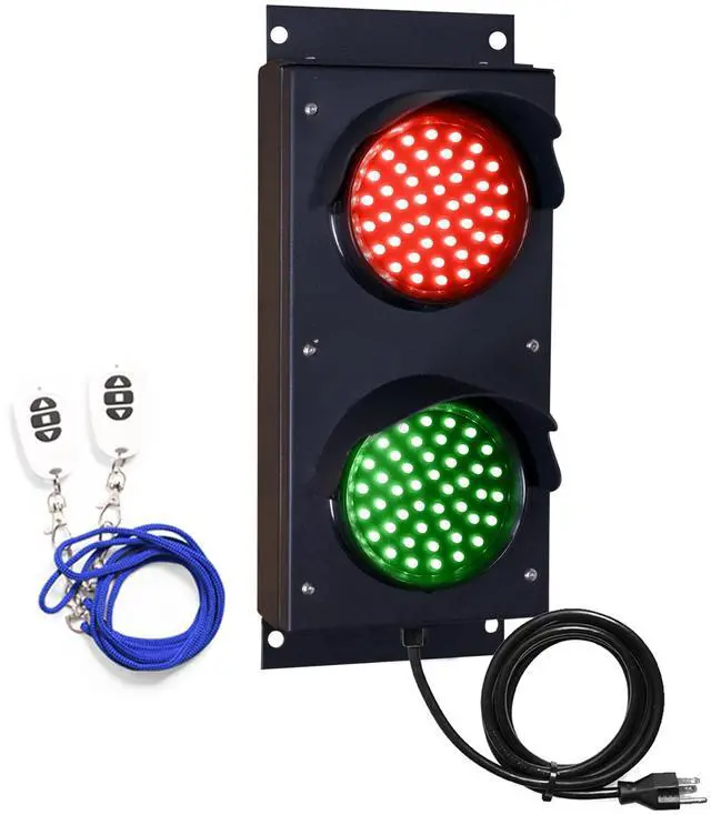 Main image of Red & Green 4 Inch Diameter Lens LED Stop Light with Keyfob for Social Distancing, Warning, Signaling or Factory Floor - Traffic Light