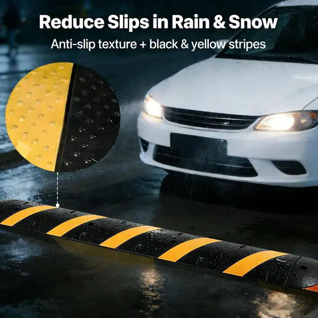 Alt view image 6 of 6 - 6 Ft Rubber Speed Bump 2 Pack, Heavy Duty Speed Bumps for Road 25,000 Lbs Capacity, Seed Hump Traffic Calming Ramp for Driveway for Low Cars Trucks Asphalt Concrete Gravel
