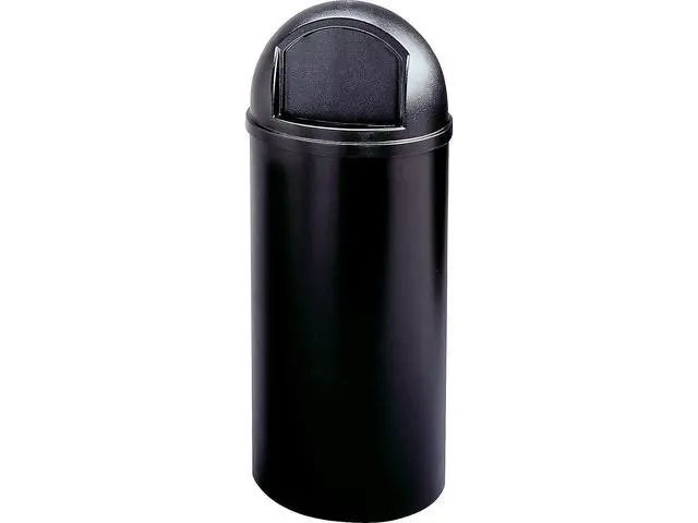 Alt view image 2 of 2 - Marshal Classic Container, Round Trash Can, 15 Gallons, Black, Outdoor for Parks/College Campuses/Outdoor Shopping Malls