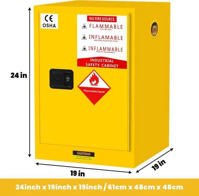 Alt view image 2 of 6 - 24" x 19" x 19" Flammable Storage Cabinet, 20 Gallon Fire Cabinet with ESD Grounding Cable, Stainless Steel Adjustable Shelf Flammable Safety Cabinet for Chemical Storage