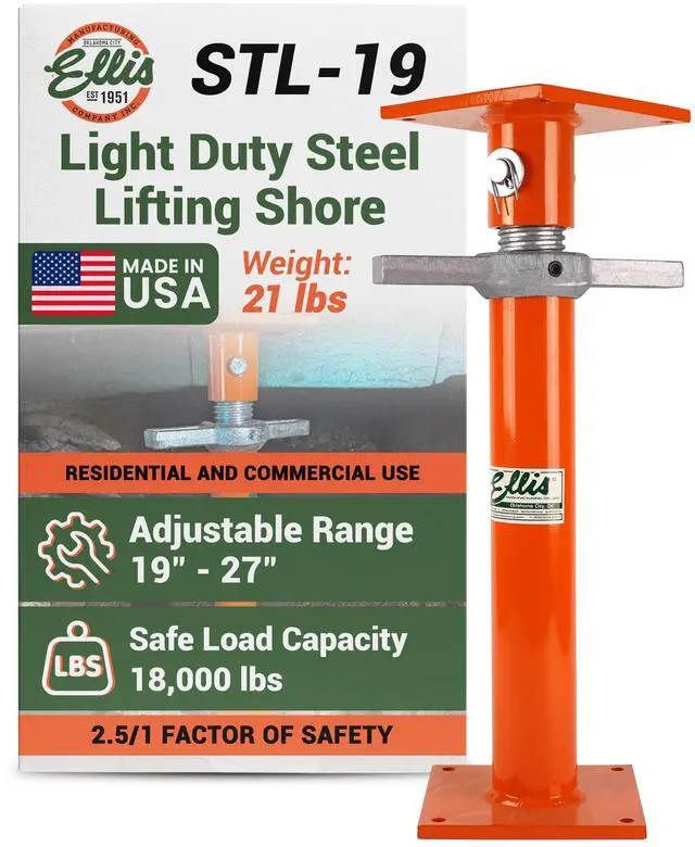Main image of Manufacturing Light-Duty Steel Construction Jack Post - Adjustable Screw Jack Lift for Floor Leveling, Beams & Concrete - 18,000 lb Capacity, 19"-27" Range, House Jack for Support & Leveling