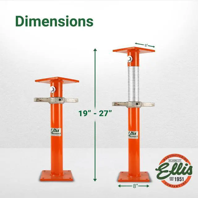 Alt view image 3 of 6 - Manufacturing Light-Duty Steel Construction Jack Post - Adjustable Screw Jack Lift for Floor Leveling, Beams & Concrete - 18,000 lb Capacity, 19"-27" Range, House Jack for Support & Leveling