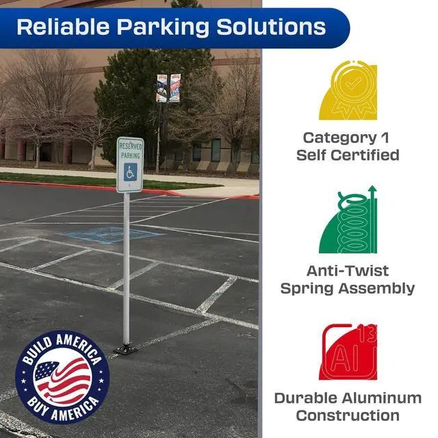 Alt view image 2 of 6 - Impact Recovery - Sta-Rite Flexible Sign Post - Sign Holder - Handicap Parking Signs - Made in the USA - 78 Reserved Parking Signage