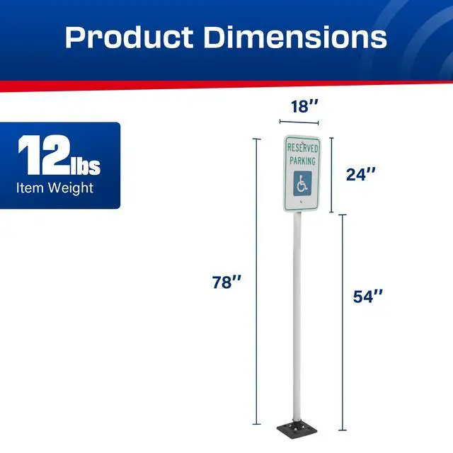 Alt view image 4 of 6 - Impact Recovery - Sta-Rite Flexible Sign Post - Sign Holder - Handicap Parking Signs - Made in the USA - 78 Reserved Parking Signage