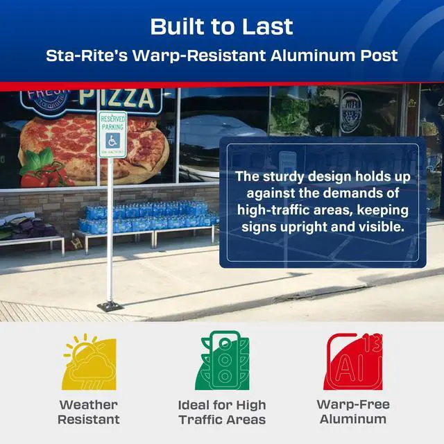 Alt view image 3 of 6 - Impact Recovery - Sta-Rite Flexible Sign Post - Sign Holder - Handicap Parking Signs - Made in the USA - 78 Van Accessible Signage