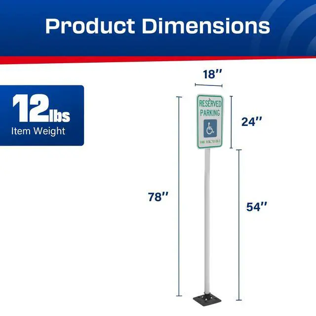 Alt view image 4 of 6 - Impact Recovery - Sta-Rite Flexible Sign Post - Sign Holder - Handicap Parking Signs - Made in the USA - 78 Van Accessible Signage