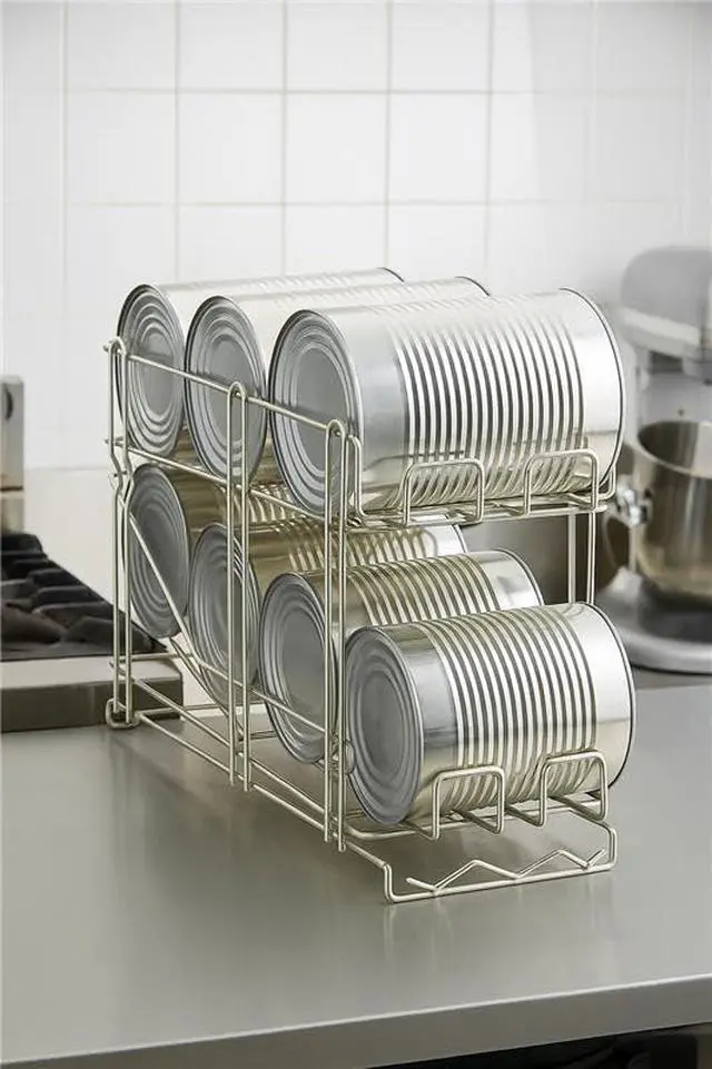 Alt view image 2 of 6 - Commercial Wire Can Rack 3-Pack, Holds (12) #5 Cans or (8) #10 Cans, FIFO Design, Durable Metal Can Rack for Restaurants (28W-671)