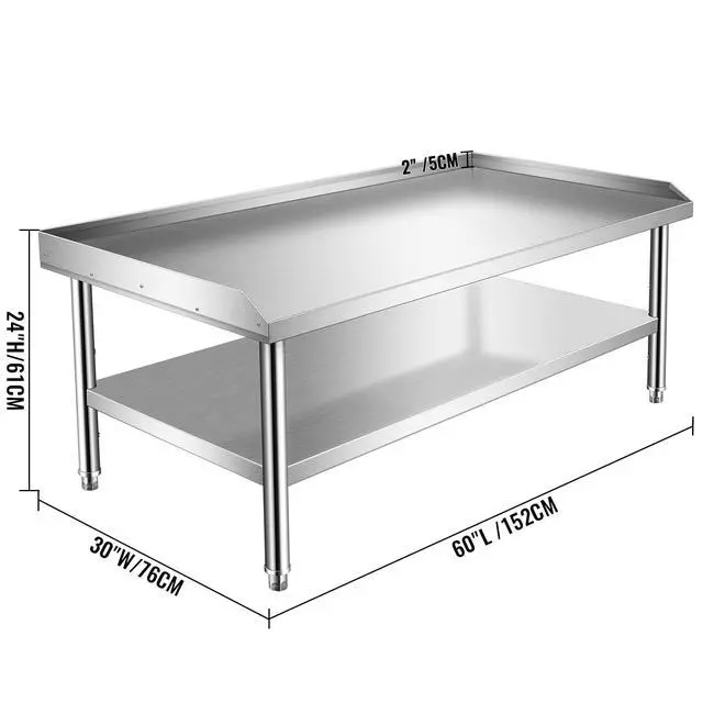Alt view image 2 of 6 - Prep Table Stainless Steel Worktable 30 x 60 x 24 Inches Equipment Grill Stand Table with Adjustable Storage Undershelf Commercial Workstation for Kitchen Restaurant