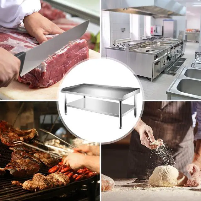 Alt view image 5 of 6 - Prep Table Stainless Steel Worktable 30 x 60 x 24 Inches Equipment Grill Stand Table with Adjustable Storage Undershelf Commercial Workstation for Kitchen Restaurant