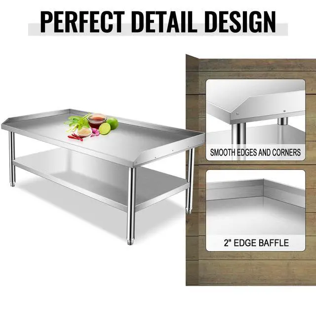 Alt view image 6 of 6 - Prep Table Stainless Steel Worktable 30 x 60 x 24 Inches Equipment Grill Stand Table with Adjustable Storage Undershelf Commercial Workstation for Kitchen Restaurant