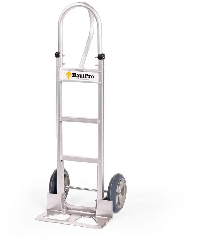 Main image of Heavy Duty Hand Truck with Vertical Loop Handle - Aluminum Dolly Cart for Moving - 500 Pound Capacity - 10" Rubber Wheels - 52.25" H x 17.5" W with 17.75" x 9.5" Diecast Nose Plate