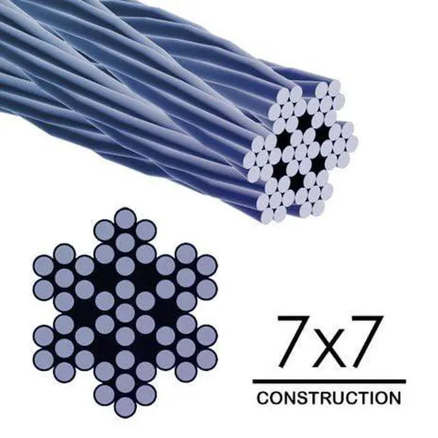 Alt view image 2 of 5 - 1/16-Inch Galvanized Steel Wire Rope 7x7 Aircraft Cable, 5000 ft Spool Braided Metal Wire Cable for DIY, Marine, Industrial, Outdoor & Agricultural Use