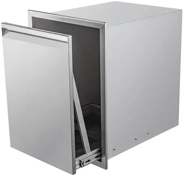 Main image of Pull-Out Double Trash Drawer Stainless Steel Outdoor Kitchen Trash Drawer Storage for Two 10 Gallon Commercial Wastebaskets
