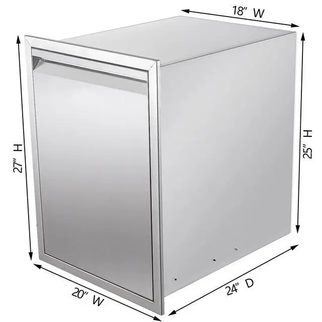 Alt view image 2 of 6 - Pull-Out Double Trash Drawer Stainless Steel Outdoor Kitchen Trash Drawer Storage for Two 10 Gallon Commercial Wastebaskets