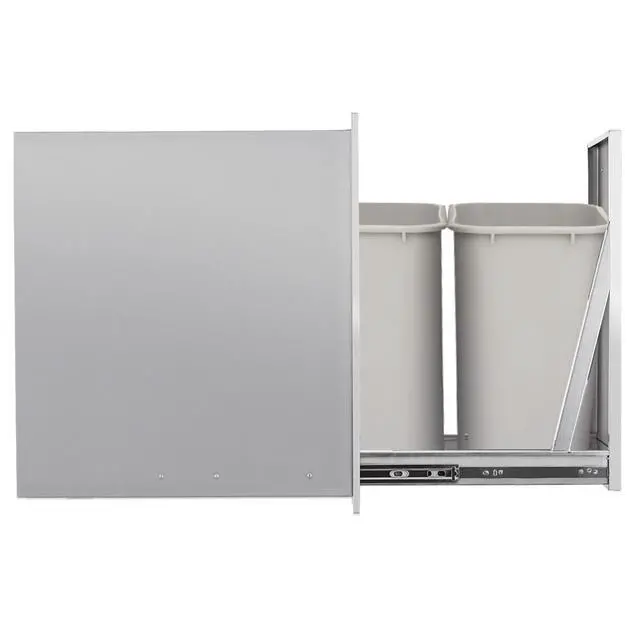 Alt view image 6 of 6 - Pull-Out Double Trash Drawer Stainless Steel Outdoor Kitchen Trash Drawer Storage for Two 10 Gallon Commercial Wastebaskets