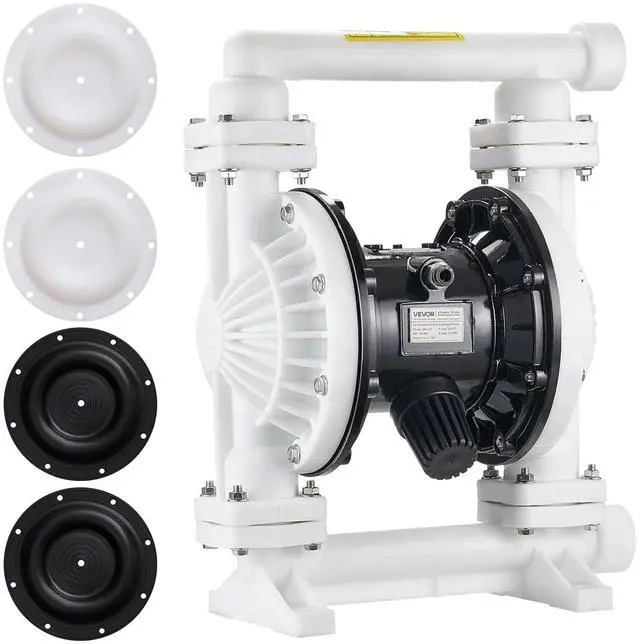 Main image of Air Operated Double Diaphragm Pump, 25 GPM, 1 inch Inlet & Outlet Pneumatic Waste Oil Transfer Pump, Max 100 PSI, Polypropylene Body, Air-Operated for Diesel, Grease, Kerosene, Gasoline & Oil