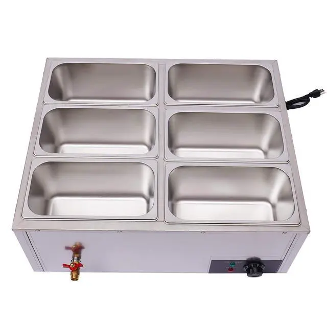 Alt view image 2 of 6 - Countertop Food Warmer 850W 6-Pan Electric Steam Table 15cm/5.9inch Deep, 7L Large Capacity Stainless Steel Buffet Steam Warmer for Catering and Restaurants 110V(7L / 6-Pan)