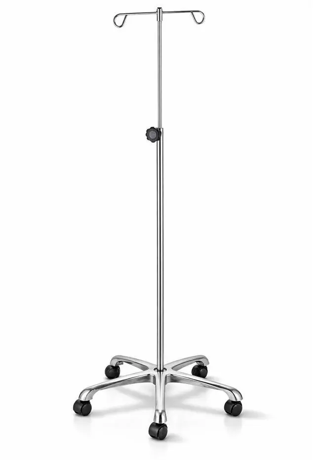 Main image of IV Pole Rolling Stand Adjustable 5290 Inch Stainless Steel IV Stand with Wheels, 4 Hook IV Drip Holder, 5-Leg Base, 45 lb Capacity, Portable Medical IV Stand