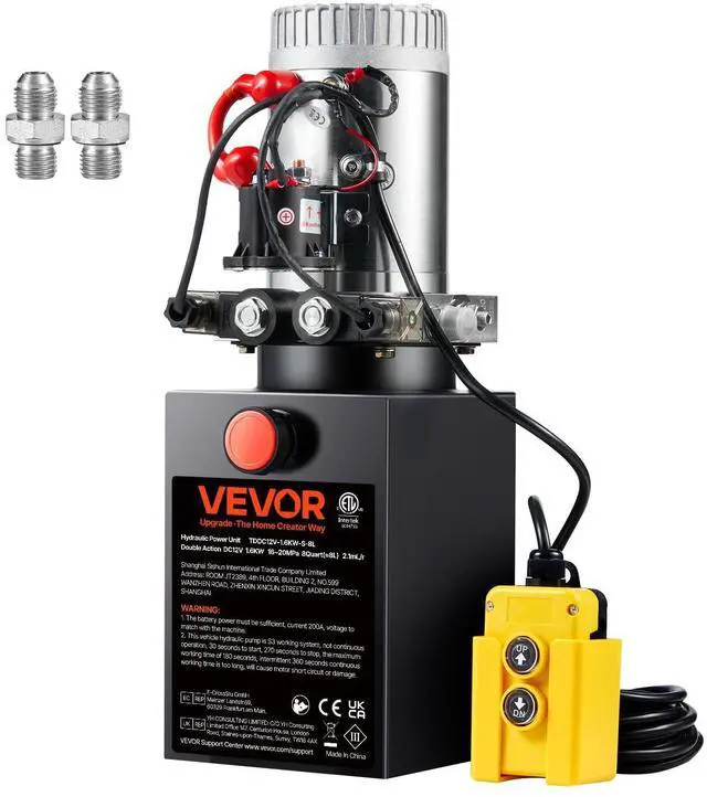 Main image of Mophorn Hydraulic Power Unit 8 Quart Hydraulic Pump Double Acting Hydraulic Power 12V DC with Metal Oil Reservoir Hydraulic Pump Power Unit for Dump Trailer Car Lifting