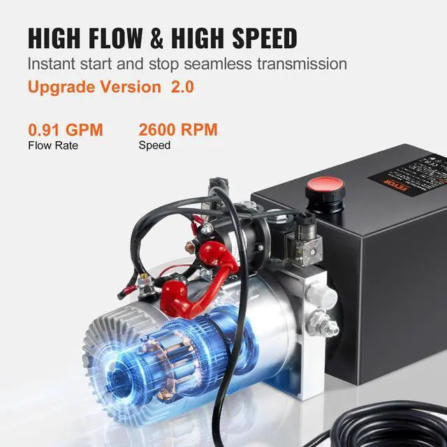 Alt view image 4 of 6 - Mophorn Hydraulic Power Unit 8 Quart Hydraulic Pump Double Acting Hydraulic Power 12V DC with Metal Oil Reservoir Hydraulic Pump Power Unit for Dump Trailer Car Lifting