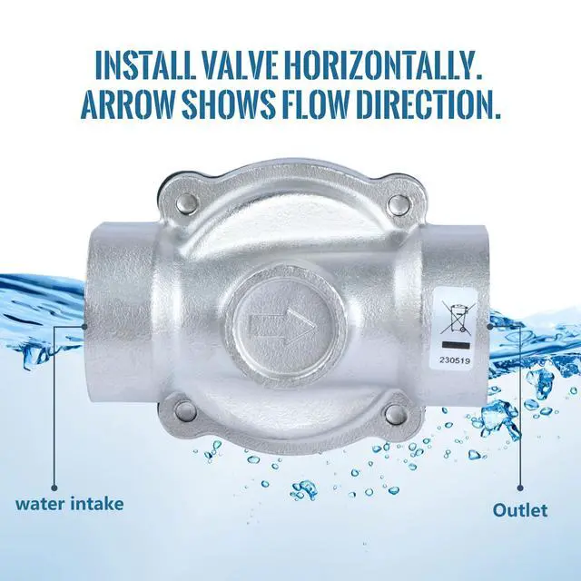 Alt view image 5 of 6 - 1" Stainless Steel Solenoid Valve - 24V DC, Normally Closed, 145 PSI Electric Valve for Water, Air, Diesel