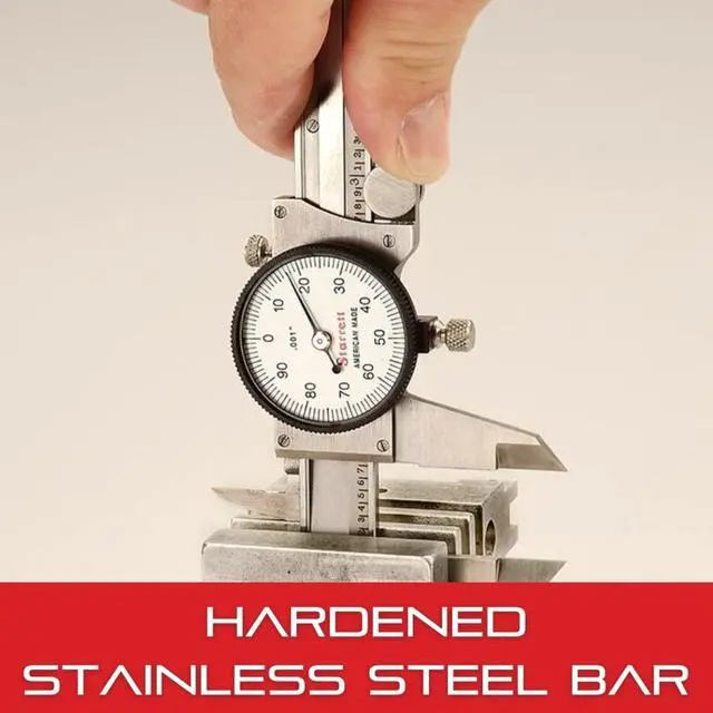 Alt view image 5 of 6 - 120 Series Fractional Dial Calipers for Accurate Measurement with Fitted Plastic Case - White Face, 0-6" Range, -0.002" Accuracy,.010" Graduation - 1202F-6